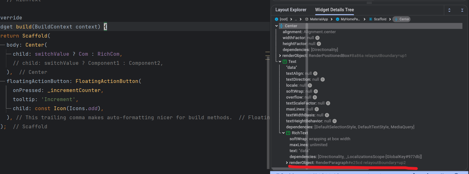 切换时的RenderObject2
